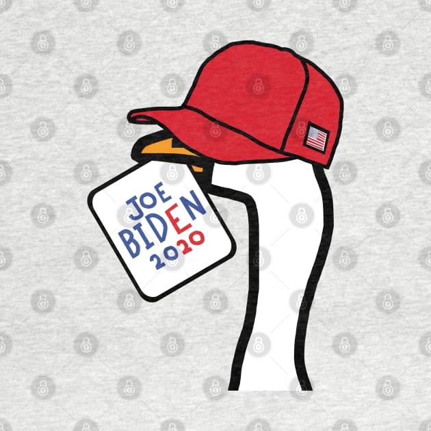 Small Portrait of a Goose with Stolen Red Hat and Joe Biden Sign by ellenhenryart